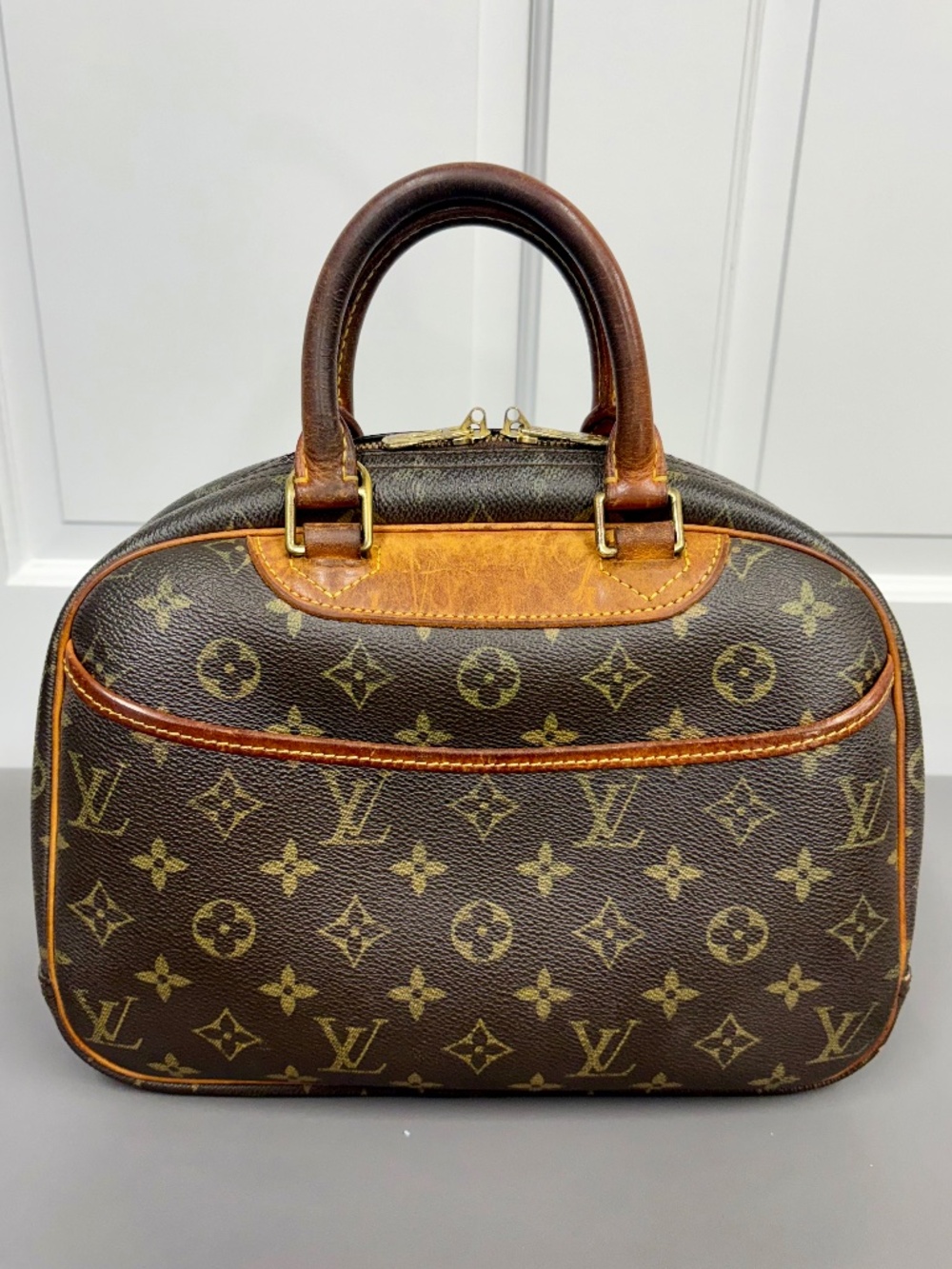 Louis Vuitton Trouville Handbag Monogram Canvas & Vachetta Leather